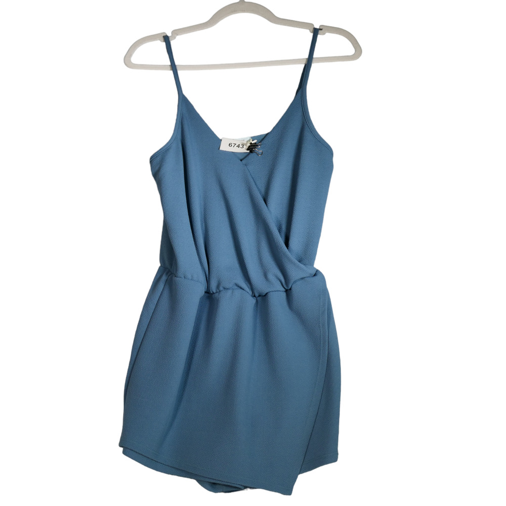 Kimchi Blue Anthropologie Romper Womens Small Blue Stretch Textured Boho - Picture 2 of 13